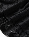 Plus Size Rhombus Pointelle Knit V-Neck Top