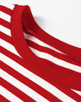 Stripe Lace Trim 3/4 Sleeve Top