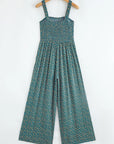 Floral Smocked High Waist Square Neck Jumpsuit