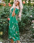 Kailany Floral Bubble Sleeve Smocked Tiered Midi Dress