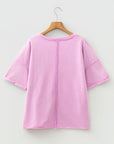 Mineral Wash Drop Shoulder Raw Edge Tee