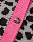 Leopard Colorblock Button Down Oversize Cardigan