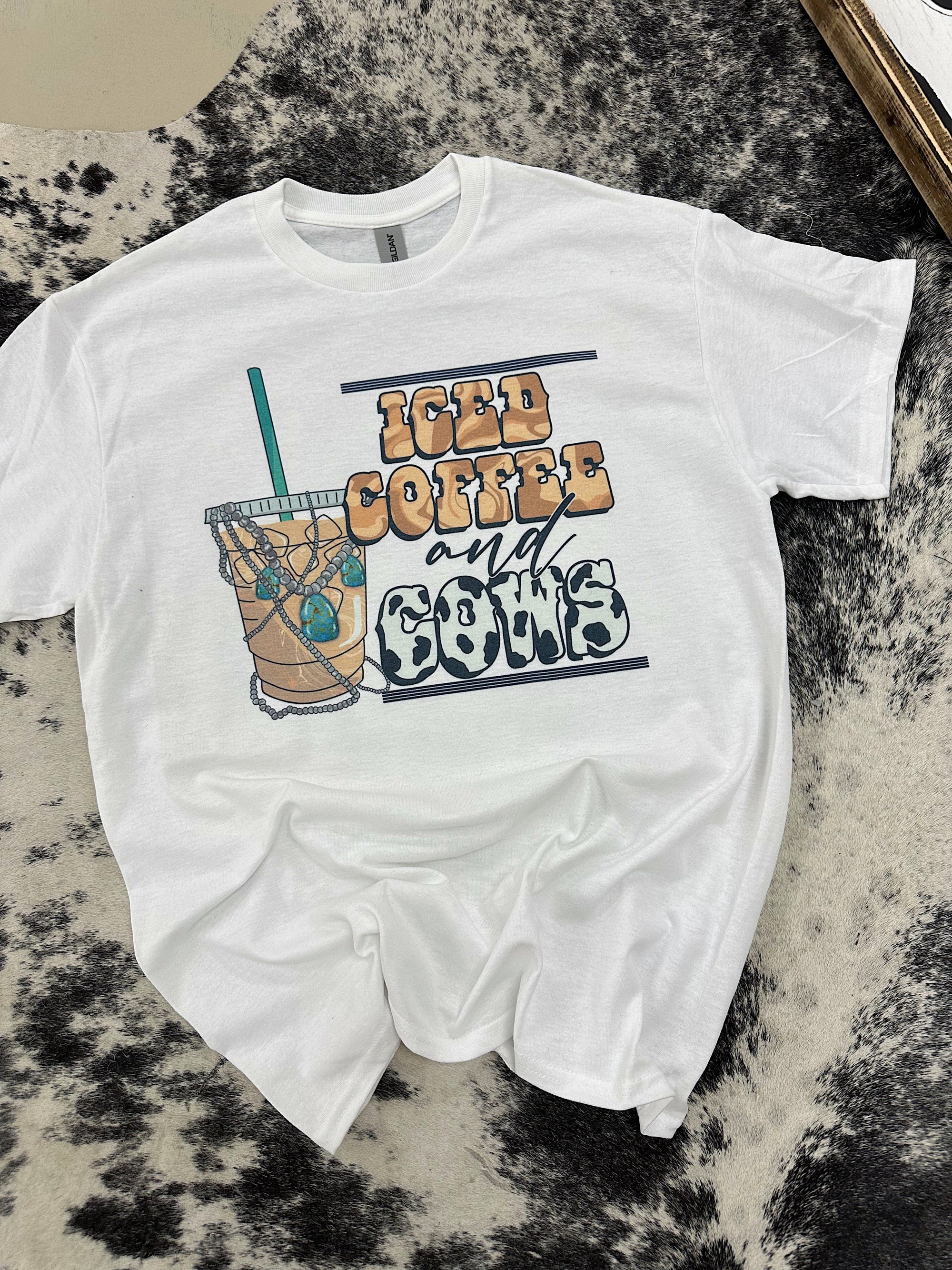 Iced Coffee &amp; Cows TEE or CREWNECK