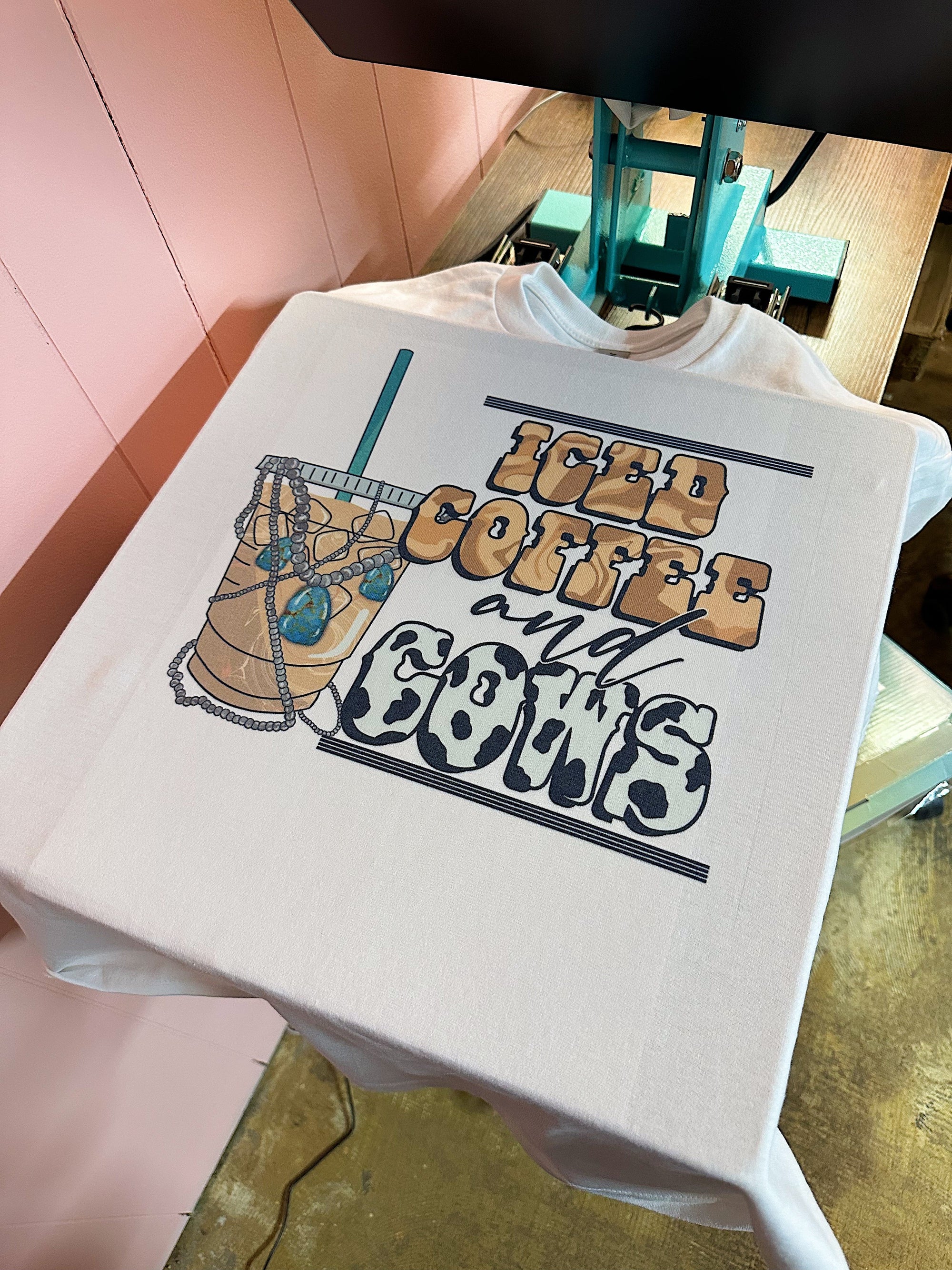 Iced Coffee &amp; Cows TEE or CREWNECK