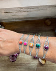 Multistone Cuff Bracelet – Malachite, Spiny Oyster, or Pink Opal – Sterling Silver - pick yours