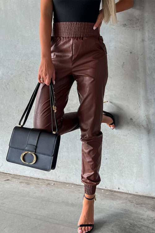 Leather Skinny Tapered Pants