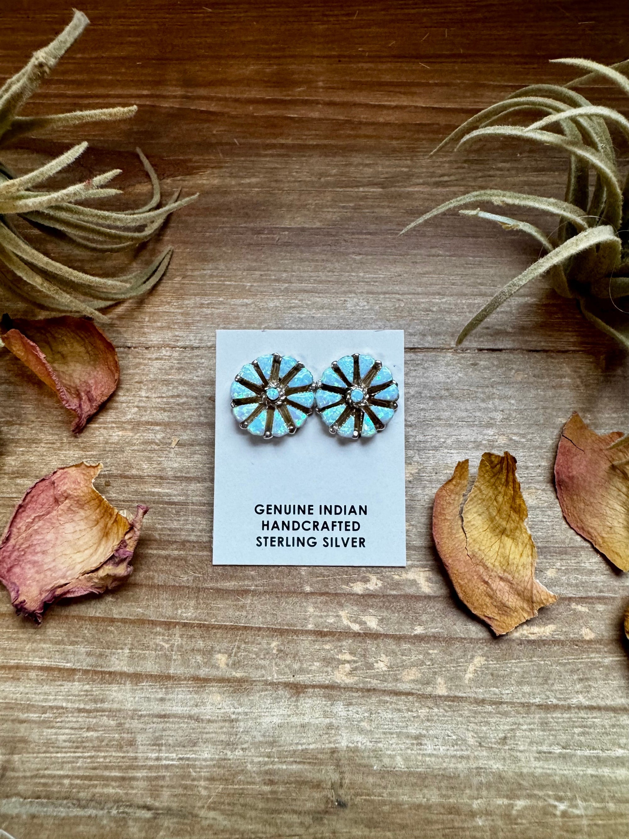 Cluster Earrings – White Opal &amp; Sterling Silver