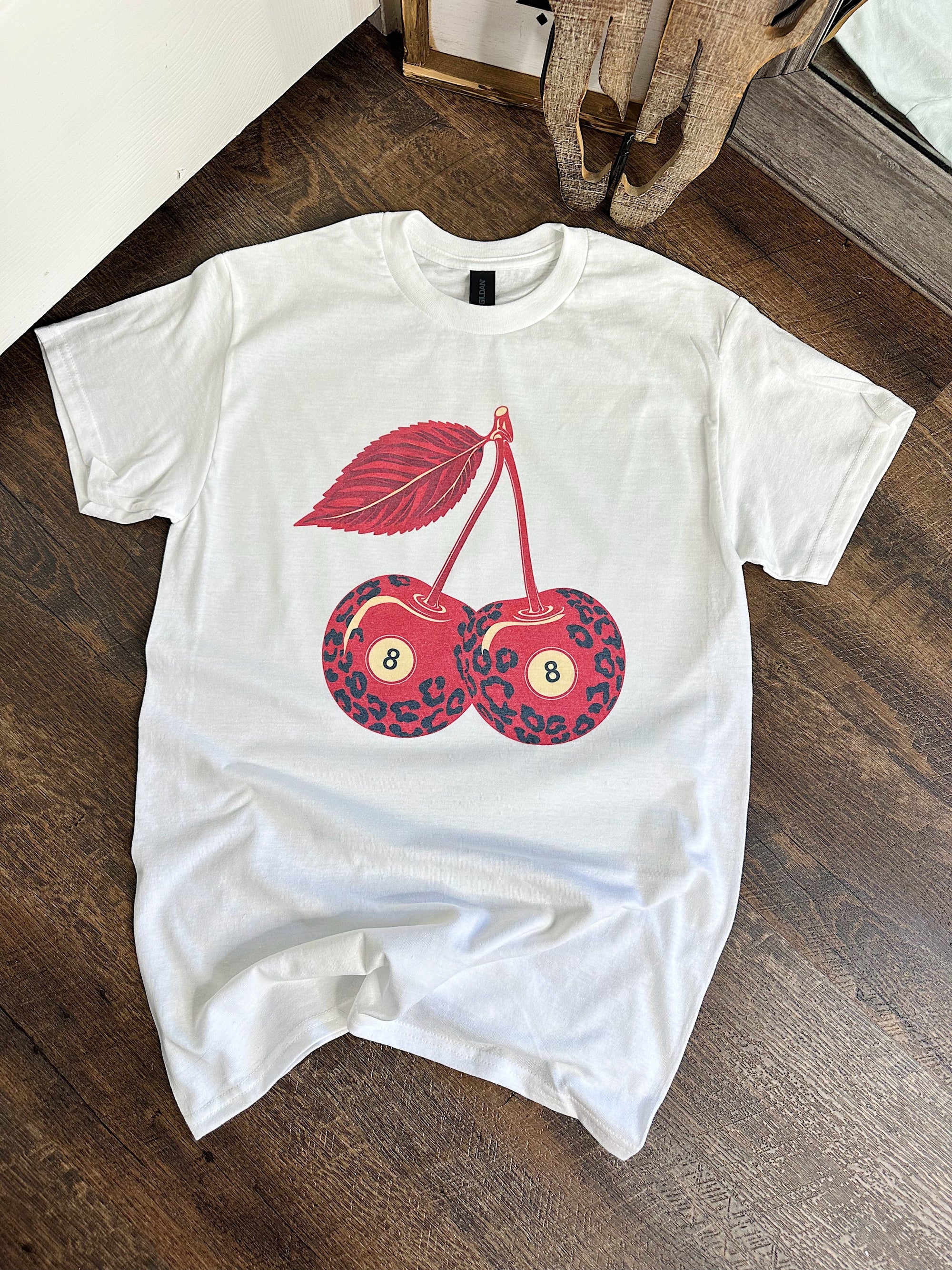 Leopard Cherries TEE or CREWNECK