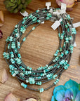 16.5” Sky Blue Lone Mountain Turquoise Nugget Necklace – 3mm Sterling Silver Pearls