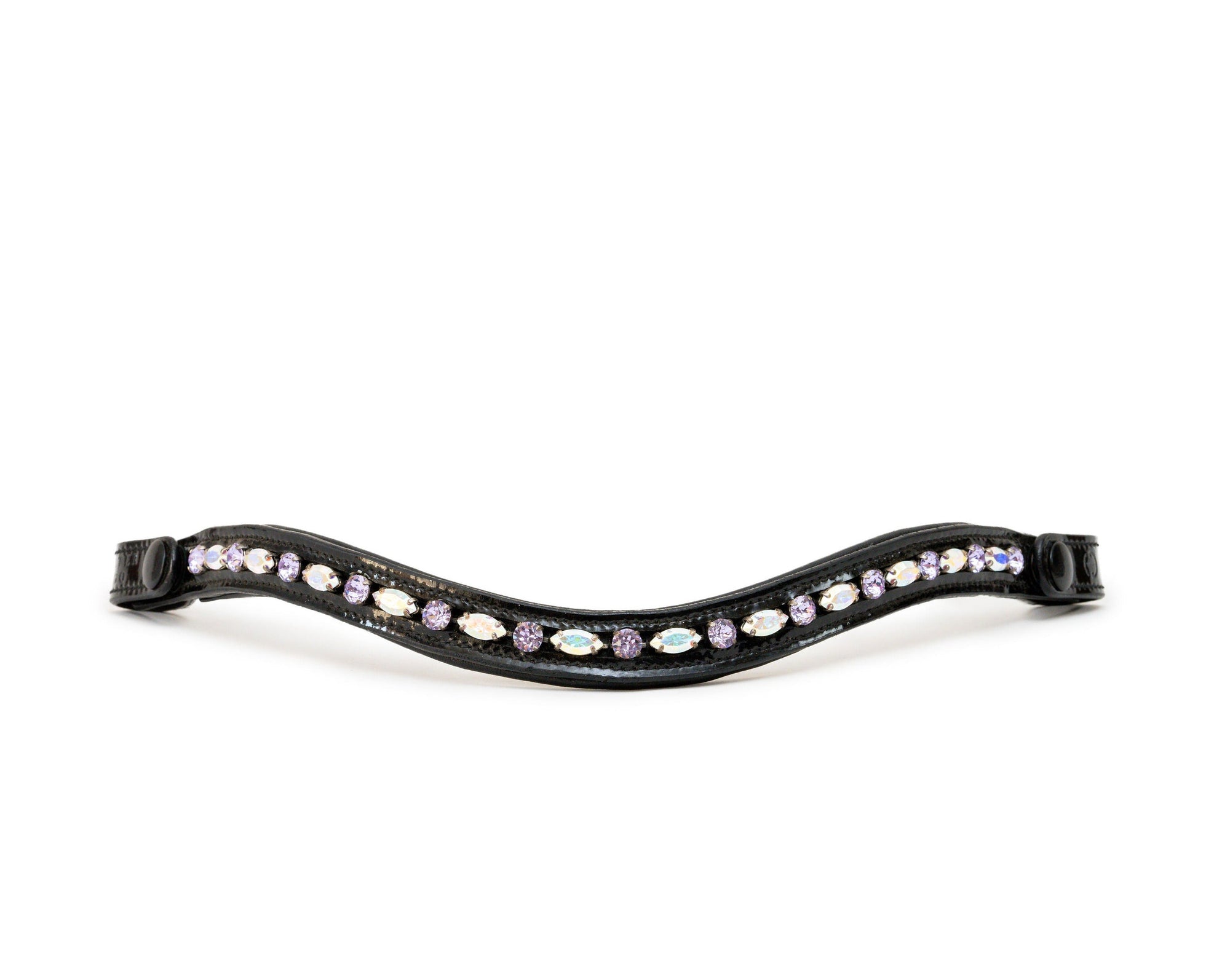 Paris Navette Crystal Patent Midline Browband - AB &amp; Light Amethyst