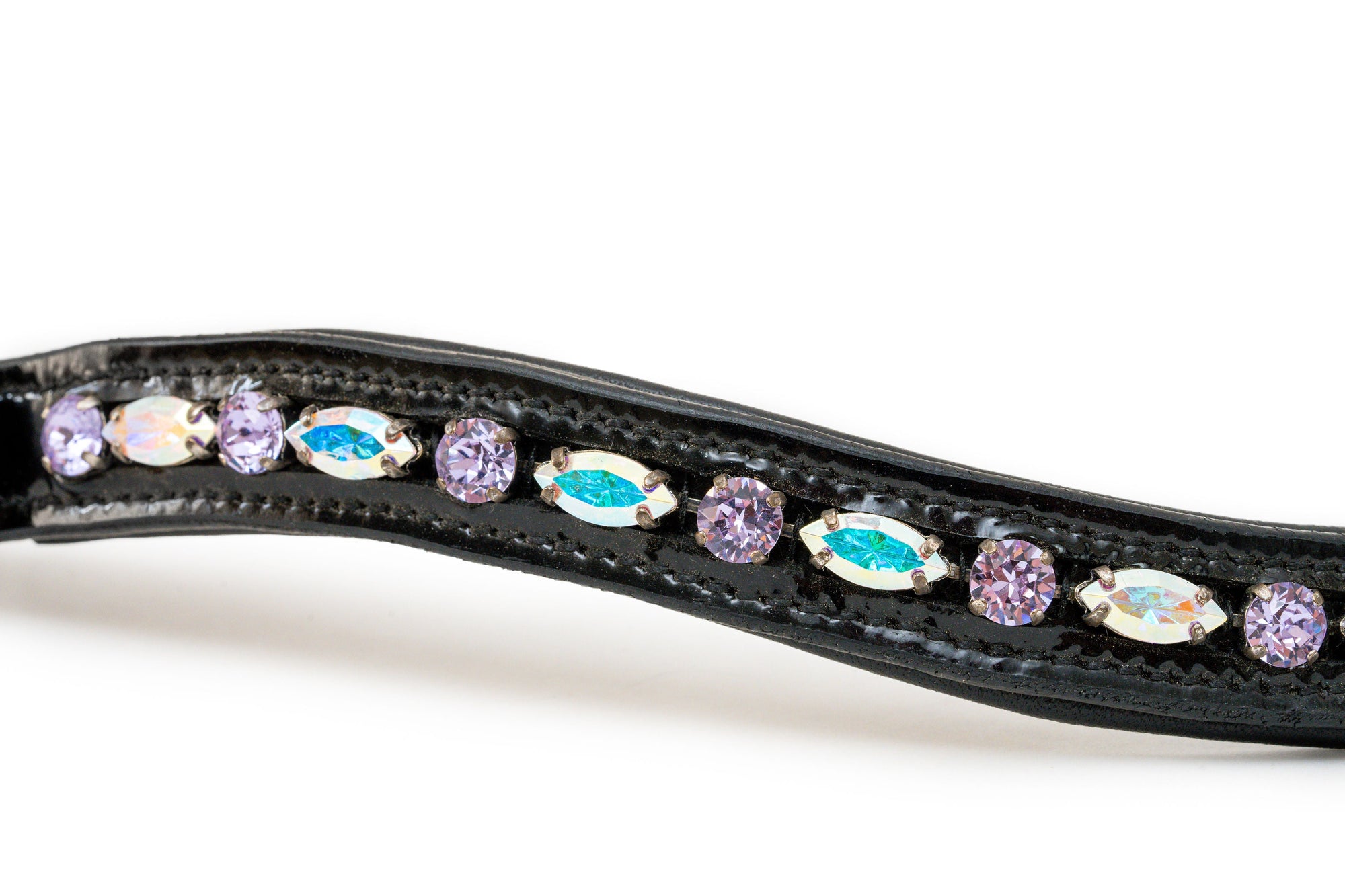 Paris Navette Crystal Patent Midline Browband - AB &amp; Light Amethyst