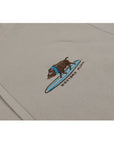 Embroidered Surfing Boar Hoodie Light Gray