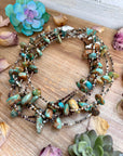 22” Chunky Turquoise & Dark Brown Shell Heishi Necklace