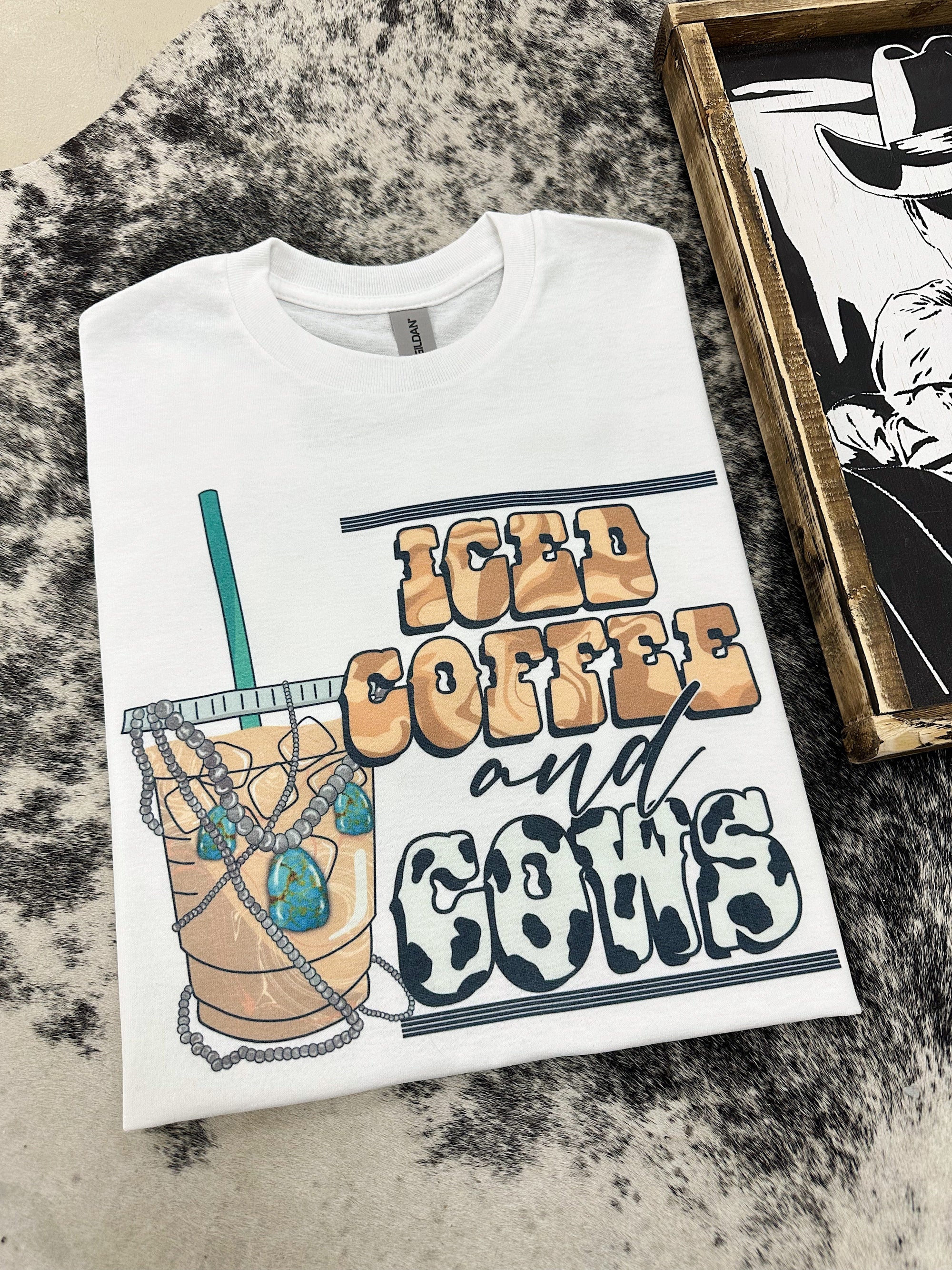Iced Coffee &amp; Cows TEE or CREWNECK