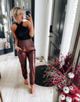 Leather Skinny Tapered Pants