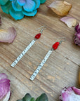 Dyed Coral Earrings – Silver Plated Hook & Dangle