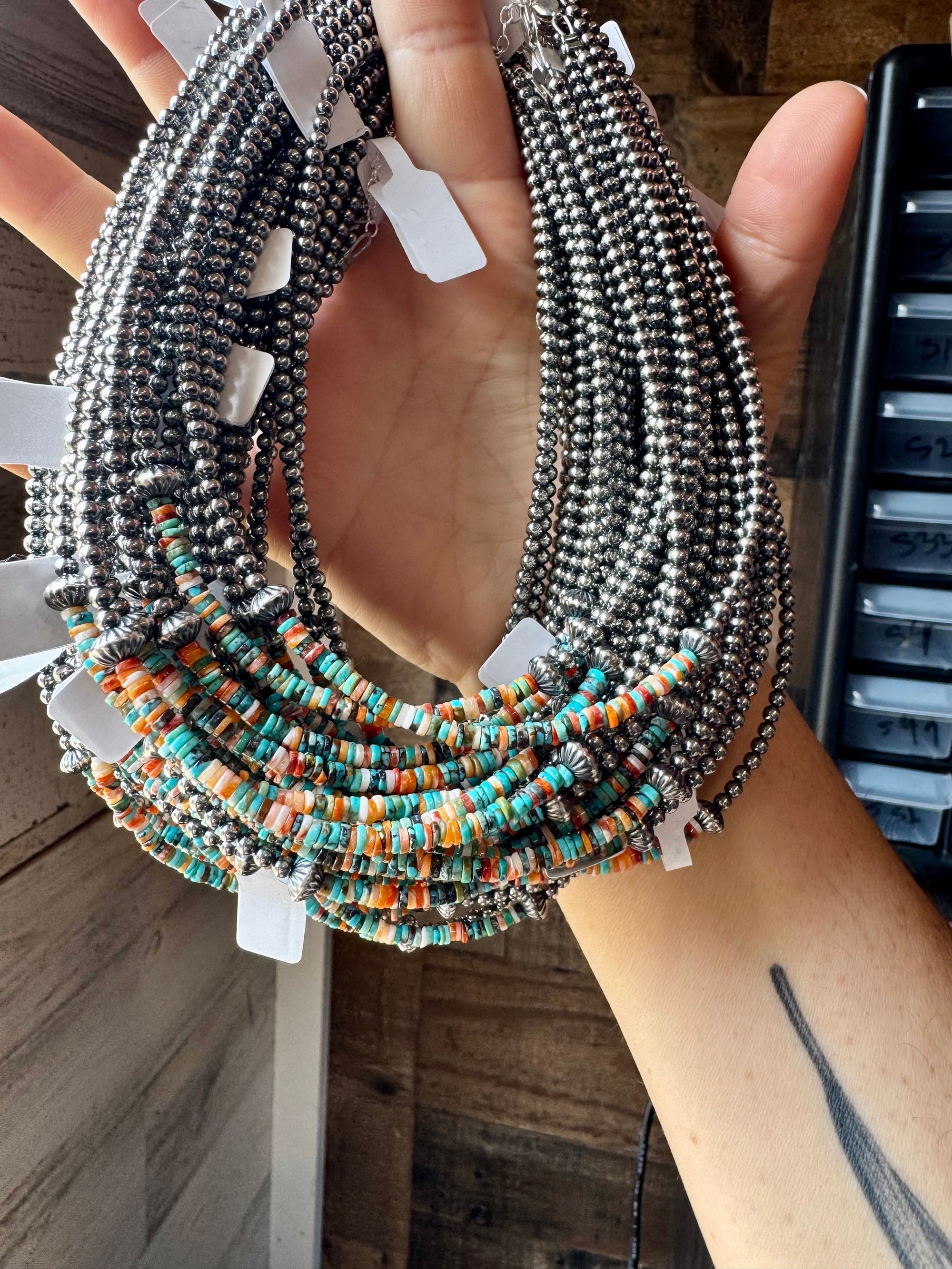Sterling Silver Pearl Choker with Extra Turquoise &amp; Spiny Oyster