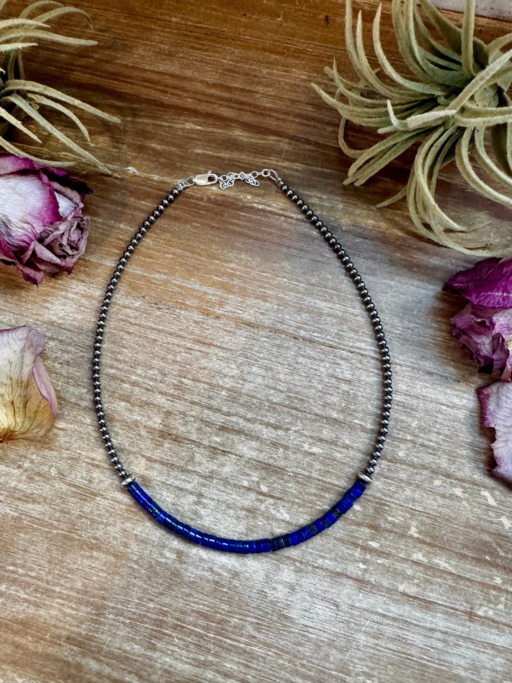 Lapis &amp; Sterling Silver Pearl Choker