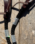 Black Nylon Barrel Racing Reins with Rhinestones 