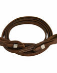AJ Tack Oiled Harness Leather Stainless Steel Quick Change Roper Reins - 5/8in x 8ft