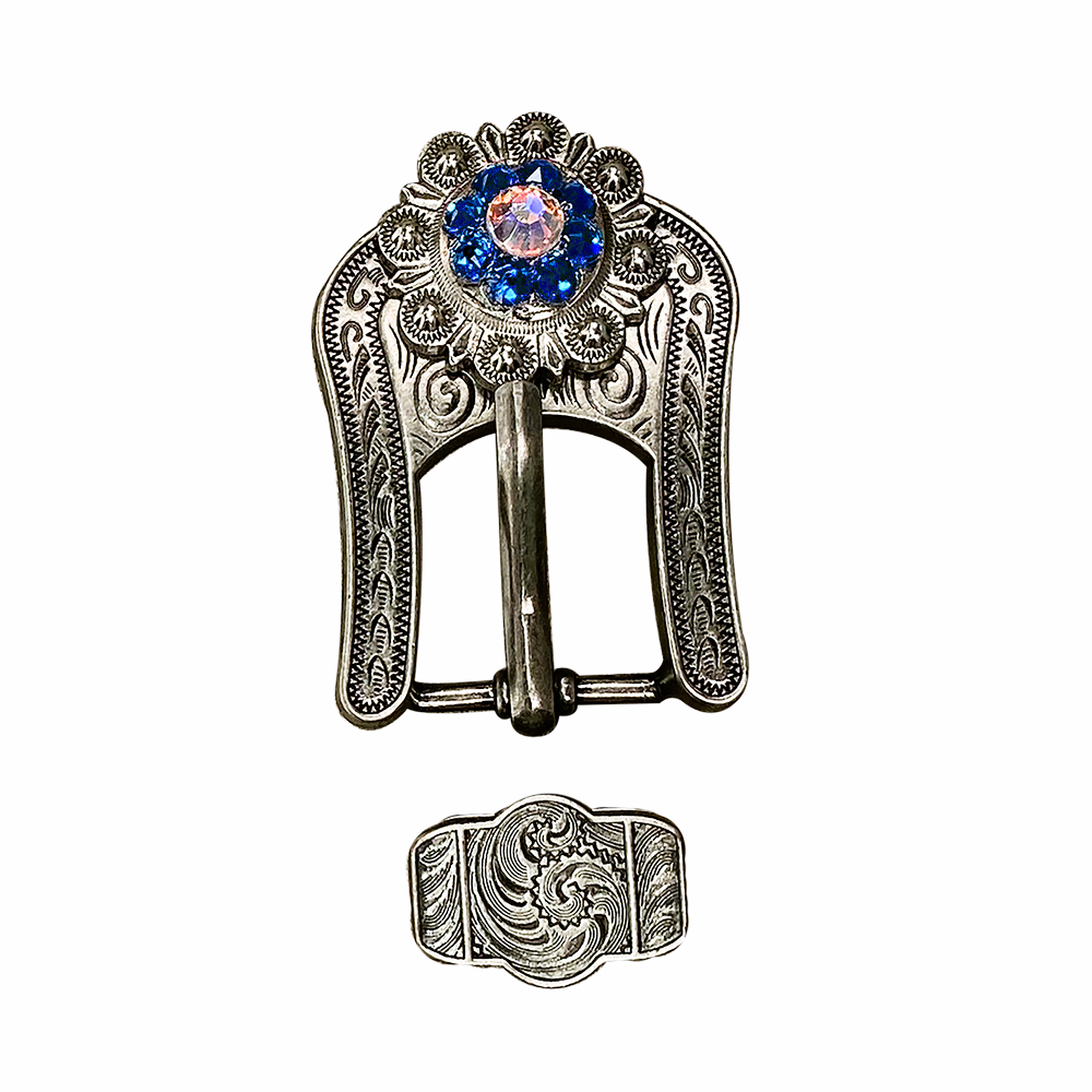 Antique Silver Capri, AB Crystal Conchos - Sizes from 1"- 3" and Buckles