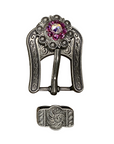 Antique Silver Fuchsia, AB Crystal Conchos - Sizes from 1"- 3" and Buckles