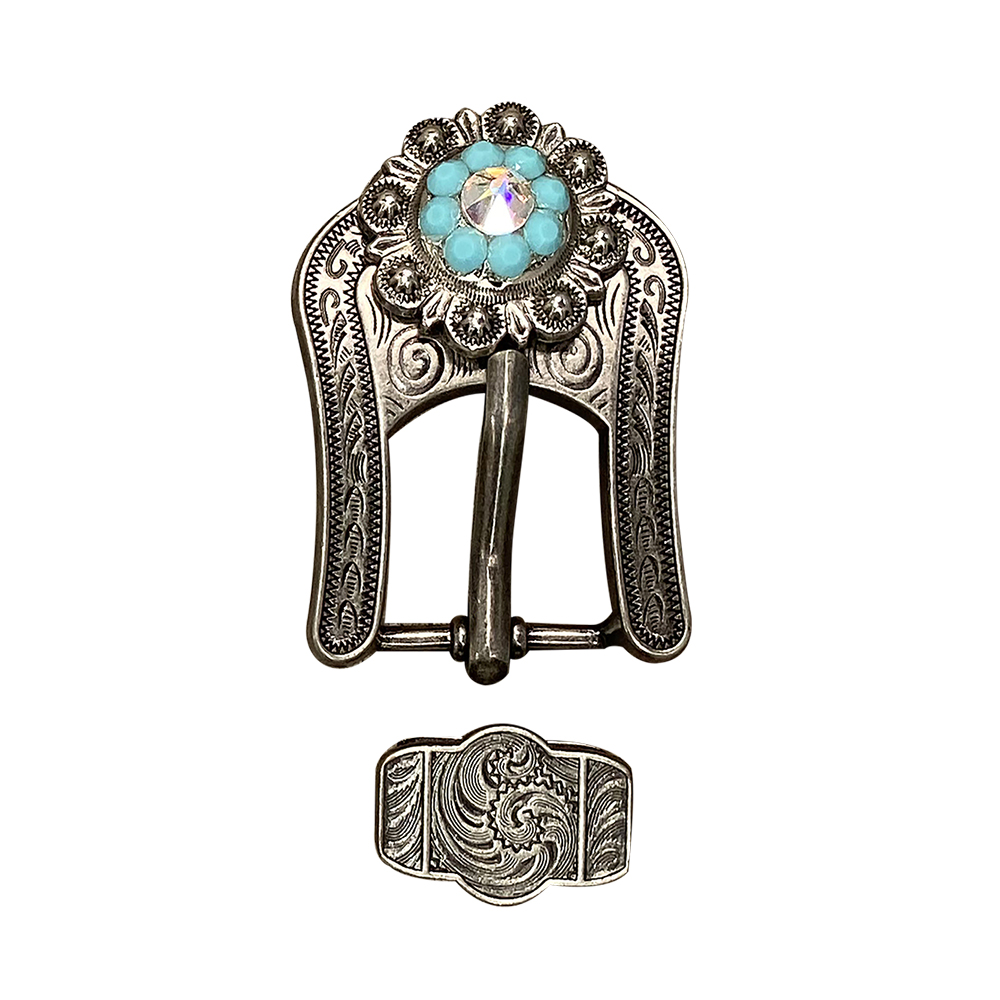 Antique Silver Turquoise, AB Crystal Conchos - Sizes from 1"- 3" and Buckles
