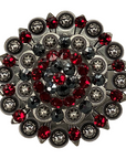 Antique Silver Ruby, Jet Crystal Conchos - Sizes from 1"- 3" and Buckles