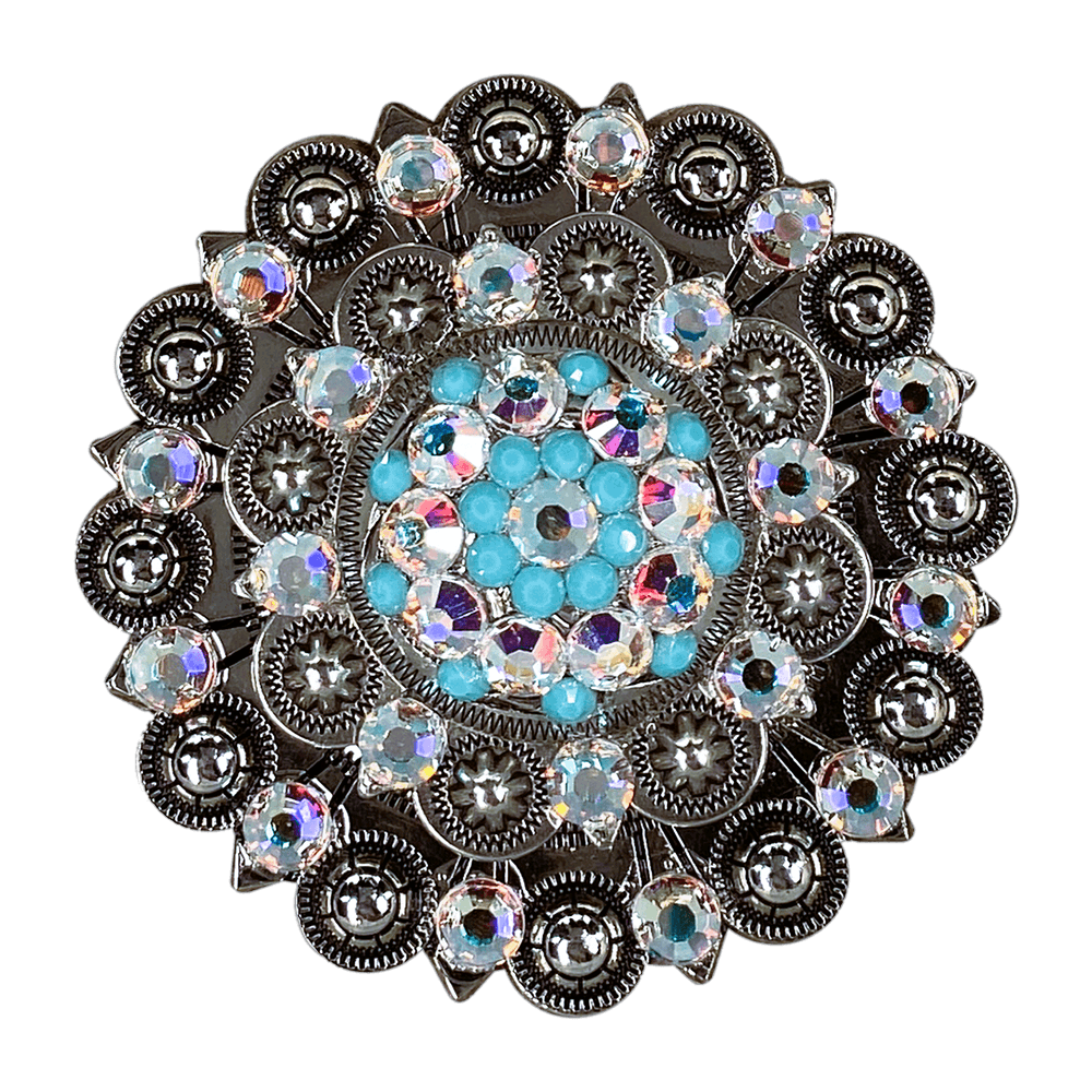 Turquoise &amp; AB Antique Silver Berry Jacket European Crystal