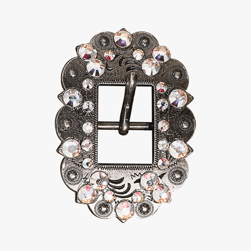 AB Antique Silver European Crystal Cart Buckle