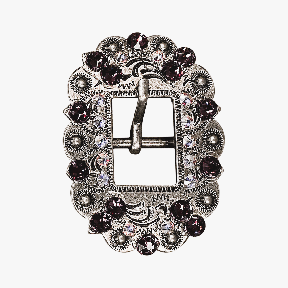 Amethyst &amp; AB Antique Silver European Crystal Cart Buckle