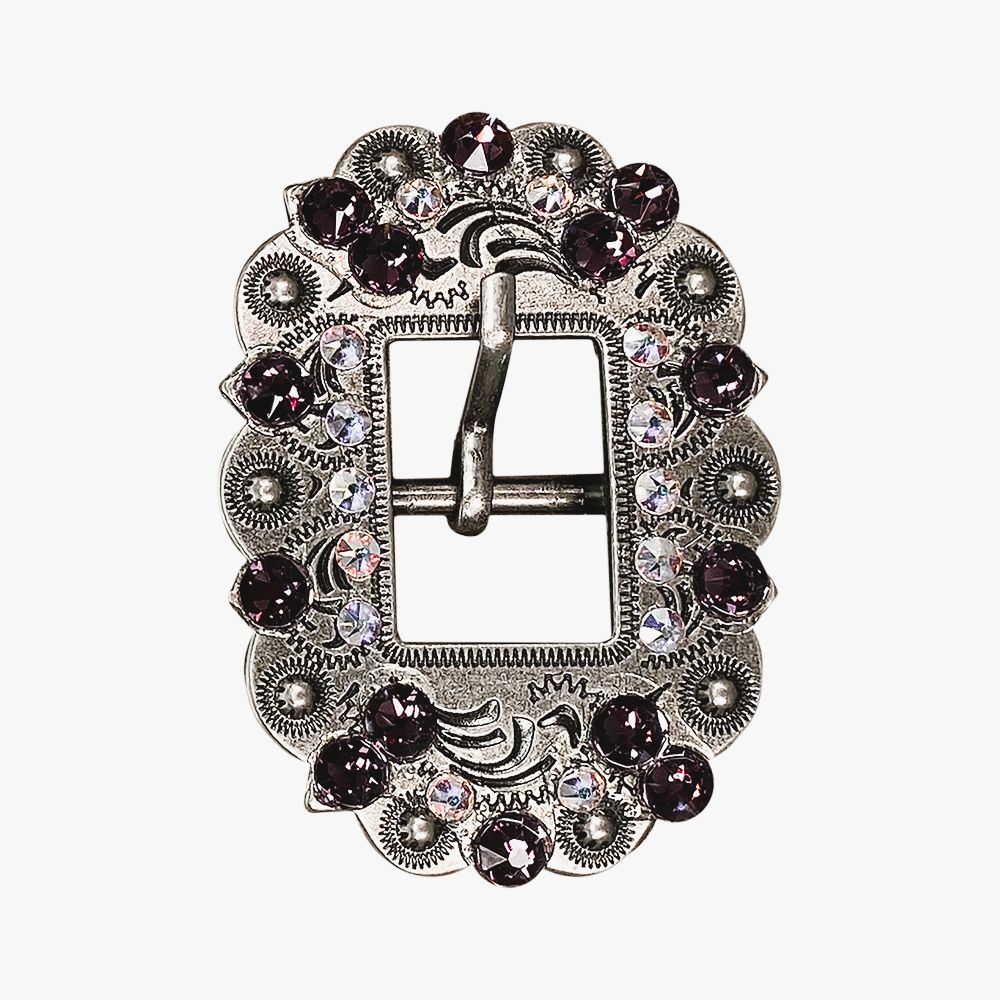 Antique Silver Amethyst, AB Crystal Conchos - Sizes from 1"- 3" and Buckles