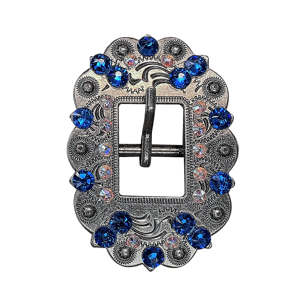 Capri &amp; AB Antique Silver European Crystal Cart Buckle