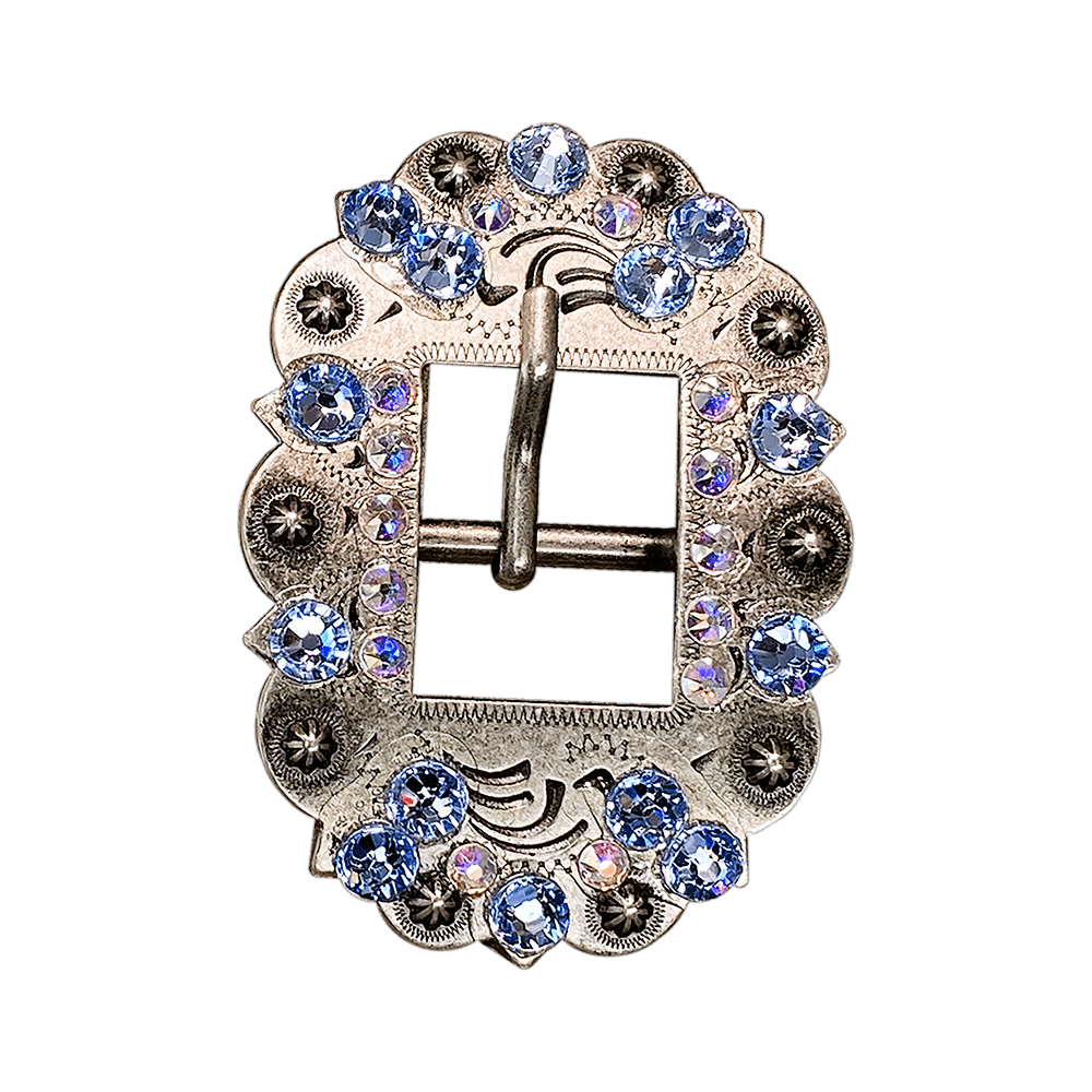 Light Sapphire &amp; AB Antique Silver Cart Buckle European Crystal Concho