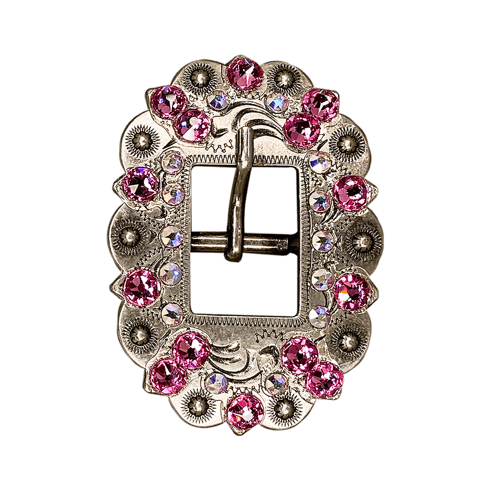 Pink &amp; AB Antique Silver European Crystal Cart Buckle