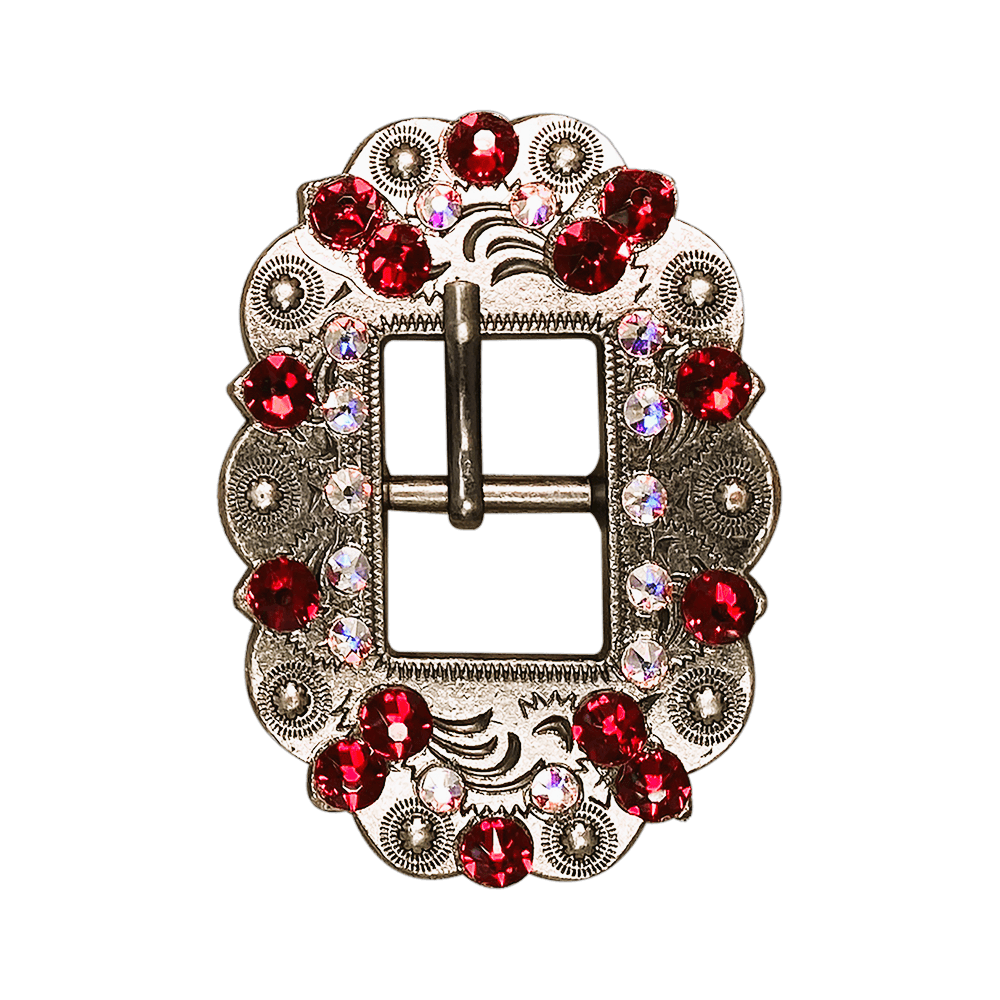 Red &amp; AB Antique Silver European Crystal Cart Buckle