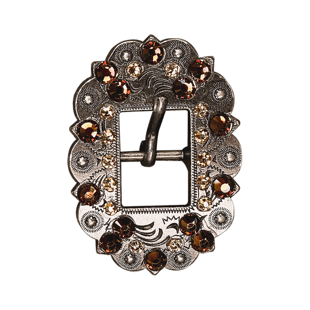 Topaz &amp; Champagne Antique Silver European Crystal Cart Buckle