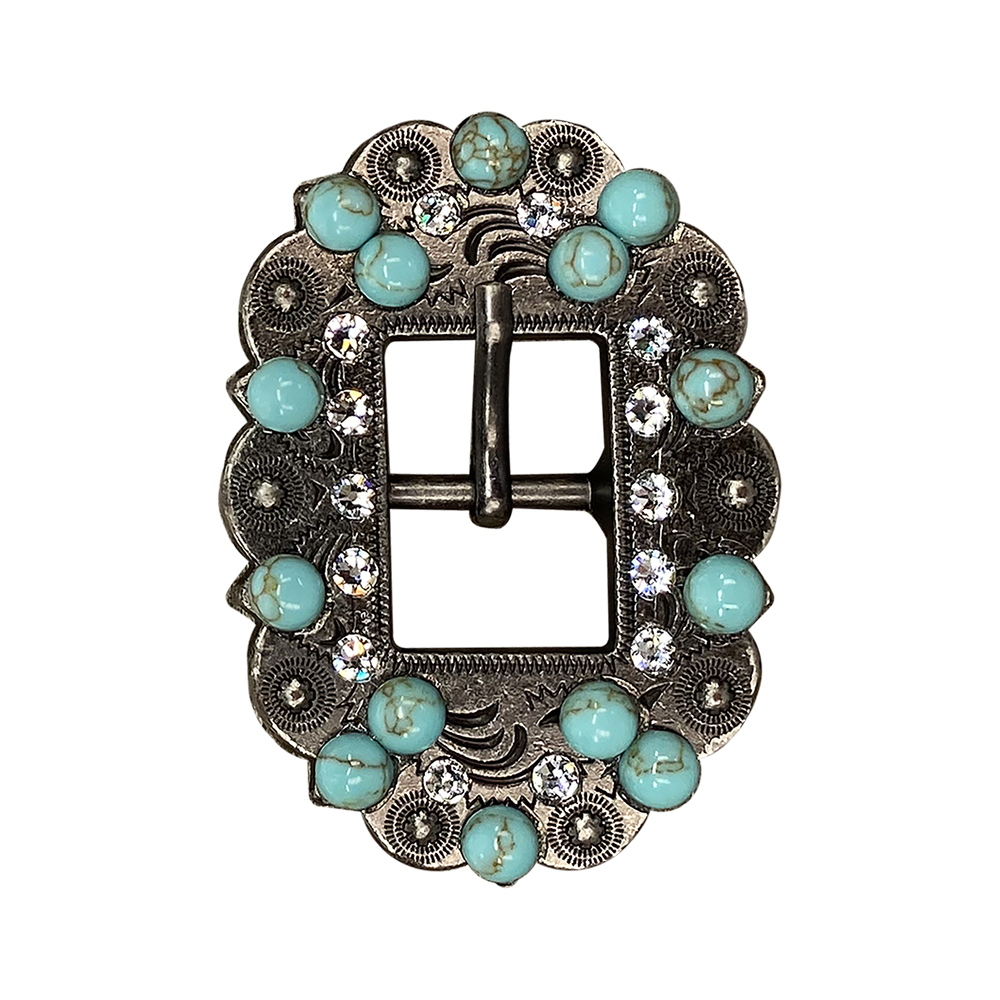 Antique Silver Turquoise, Clear Crystal Conchos - Sizes from 1"- 3" and Buckles