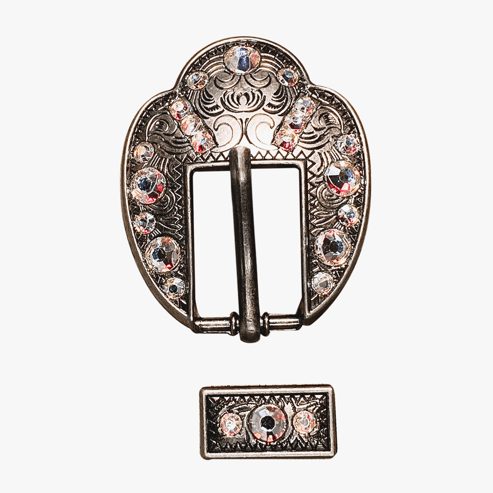 AB Antique Silver European Crystal Fancy Buckle