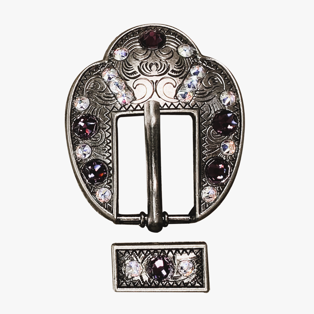 Antique Silver Amethyst, AB Crystal Conchos - Sizes from 1"- 3" and Buckles