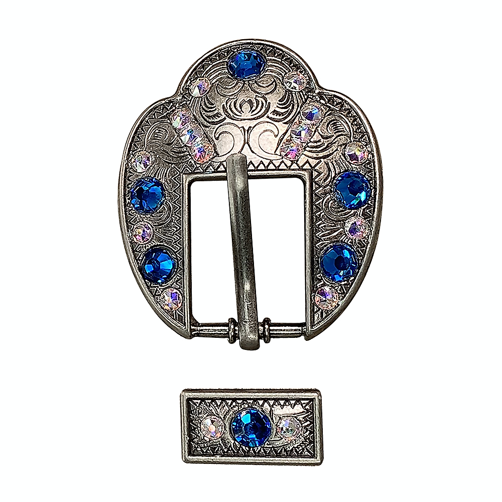 Antique Silver Capri, AB Crystal Conchos - Sizes from 1"- 3" and Buckles