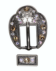 Antique Silver Champagne, AB Crystal Conchos - Sizes from 1"- 3" and Buckles