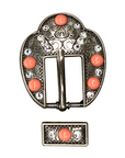 Antique Silver Coral, Clear Crystal Conchos - Sizes from 1"- 3" and Buckles