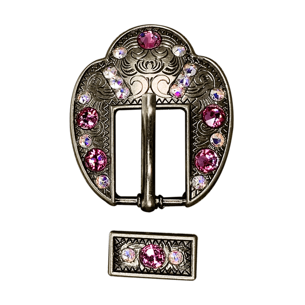 Pink &amp; AB Antique Silver European Crystal Fancy Buckle