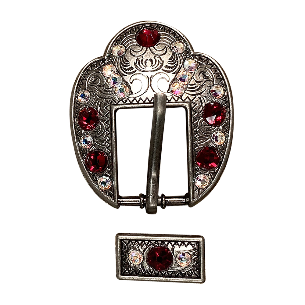 Antique Silver Ruby, AB Crystal Conchos - Sizes from 1"- 3" and Buckles