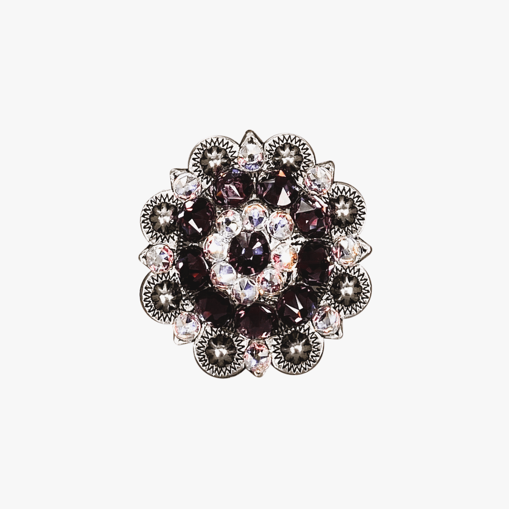 Amethyst &amp; AB Antique Silver 1.5" European Crystal Concho