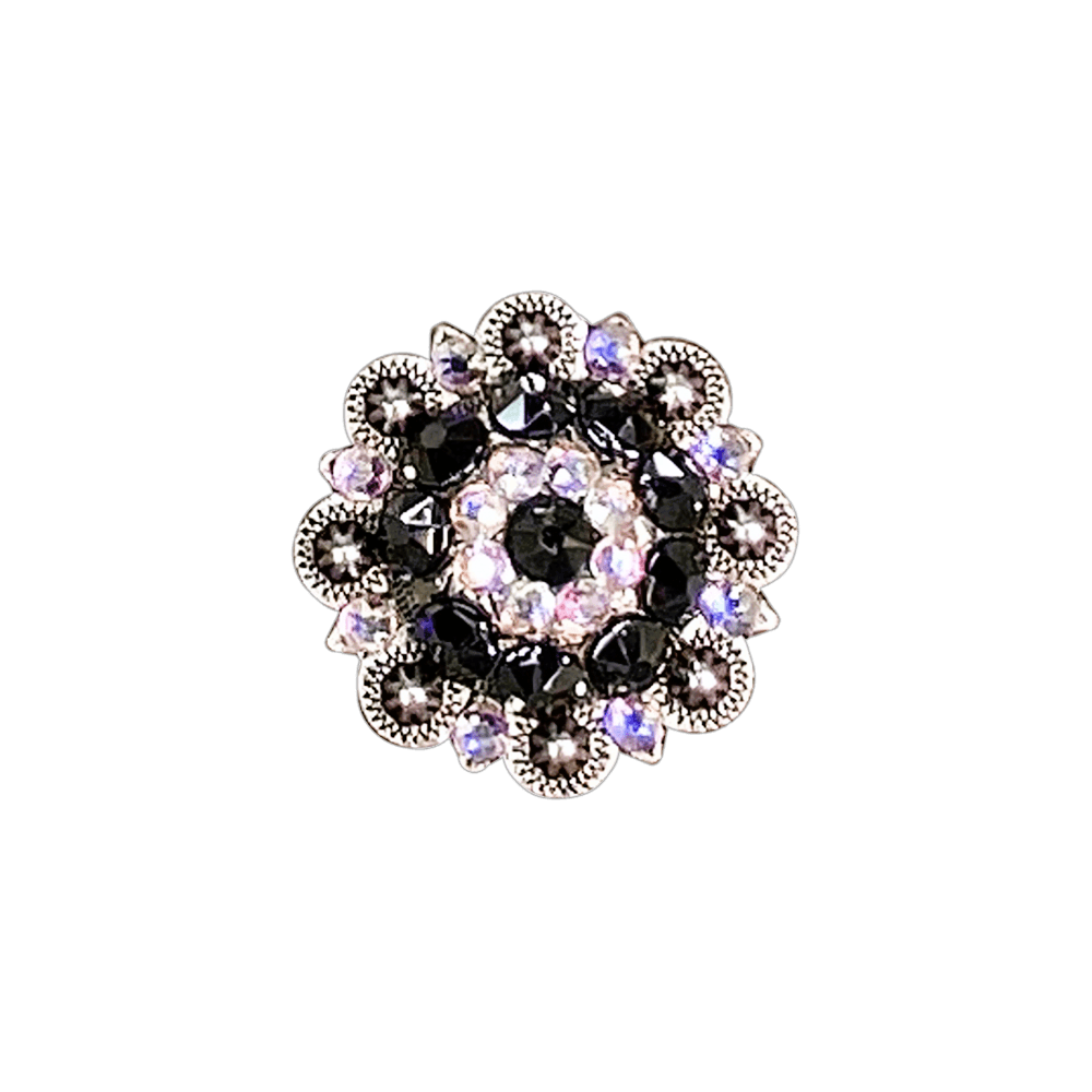 Jet &amp; AB Antique Silver 1.5" European Crystal Concho