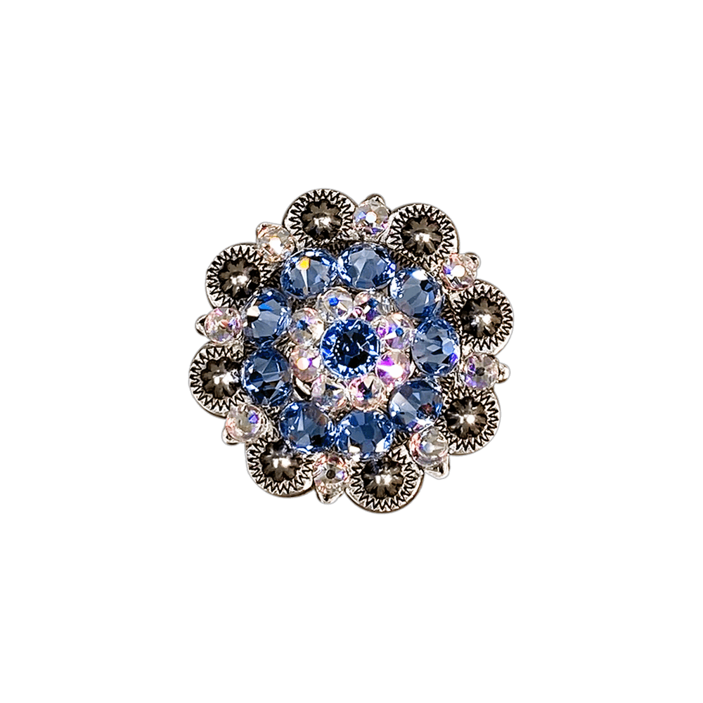 Light Sapphire &amp; AB Antique Silver 1.5" European Crystal Concho