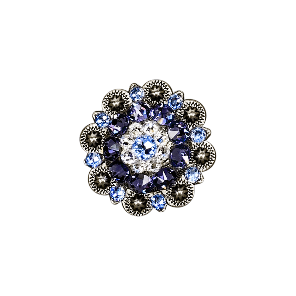 Light Sapphire Clear &amp; Lilac Antique Silver 1.5" European Crystal Concho
