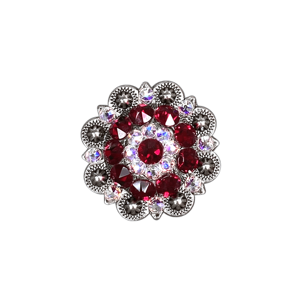 Red &amp; AB Antique Silver 1.5" European Crystal Concho